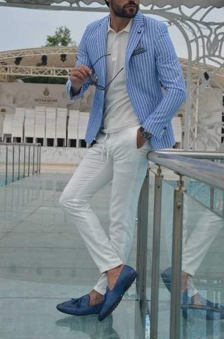 Pochette de costume á pois bleu marine et blanc Asos