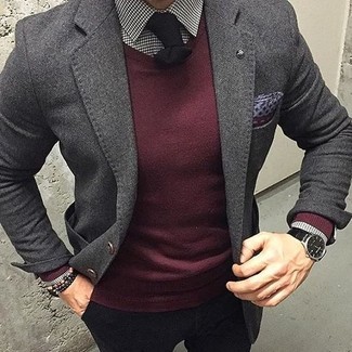Cravate en laine noire Gucci