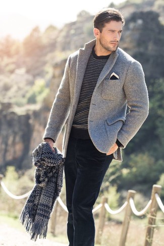 Écharpe en tricot gris foncé Dolce & Gabbana