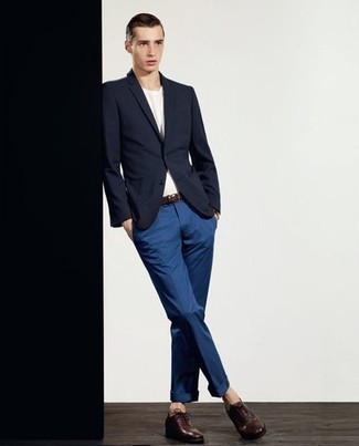 Pantalon de costume bleu Corneliani
