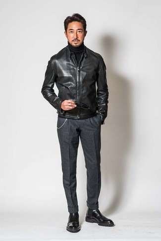 Blouson aviateur en cuir noir Givenchy