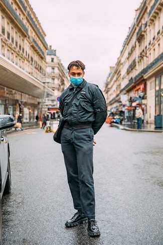 Blouson aviateur bleu marine Mp Massimo Piombo