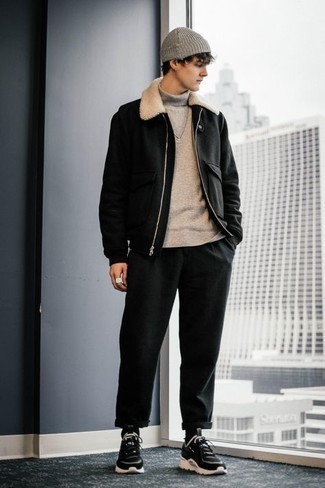 Blouson aviateur en laine noir Givenchy