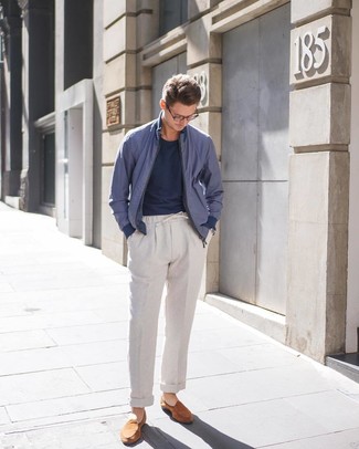 Comment porter un blouson aviateur bleu