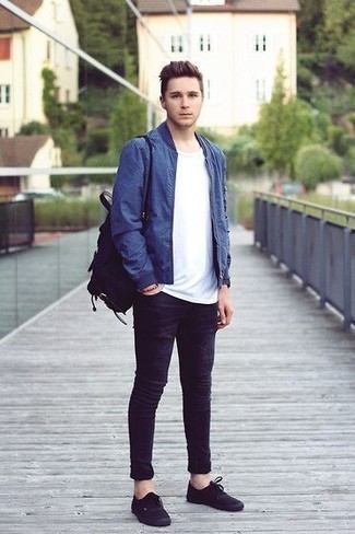 Comment porter un blouson aviateur bleu