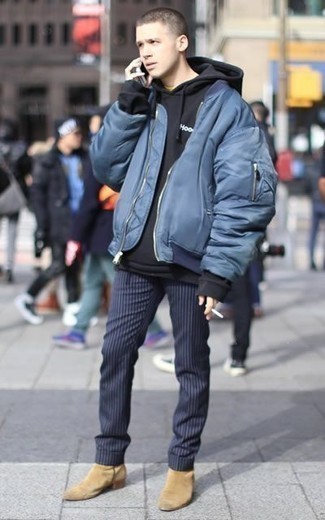 Comment porter un blouson aviateur bleu
