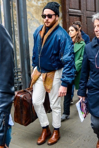 Comment porter un blouson aviateur bleu