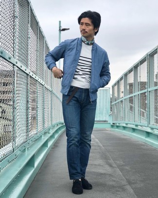Comment porter un blouson aviateur bleu