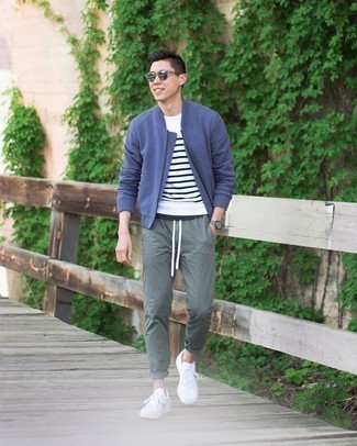 Comment porter un blouson aviateur bleu