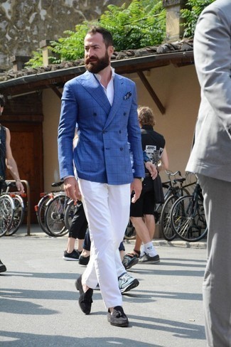 Comment porter un blazer croisé à carreaux bleu