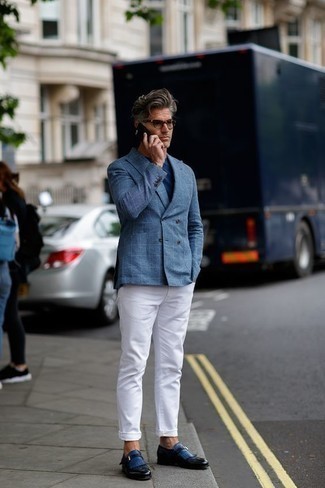 Comment porter un blazer croisé à carreaux bleu