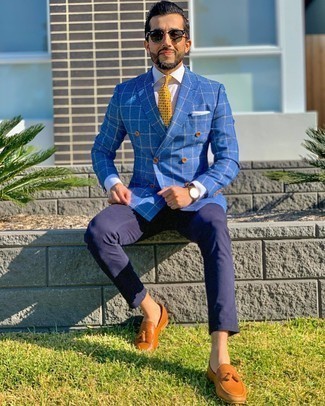 Comment porter un blazer croisé à carreaux bleu