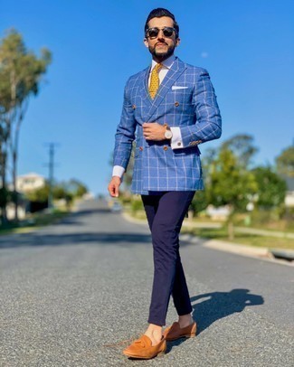 Comment porter un blazer croisé à carreaux bleu