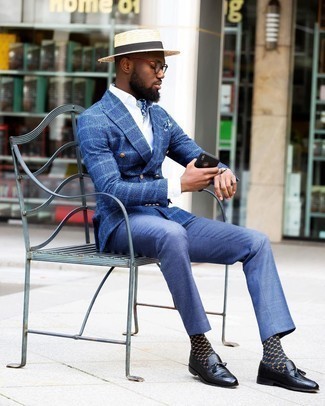 Comment porter un blazer croisé à carreaux bleu