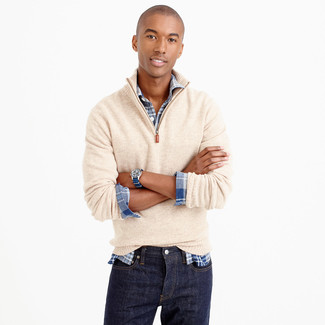 Comment porter une chemise à manches longues écossaise bleue