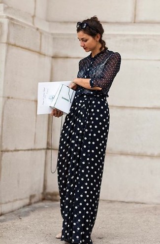Jupe Marks And Spencer – Bleu à Pois, Viscose, Coupe A-line, Taille 6 (neuf Sans étiquettes)
