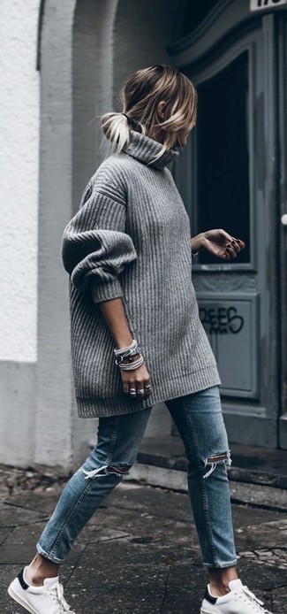 Comment porter un jean déchiré bleu