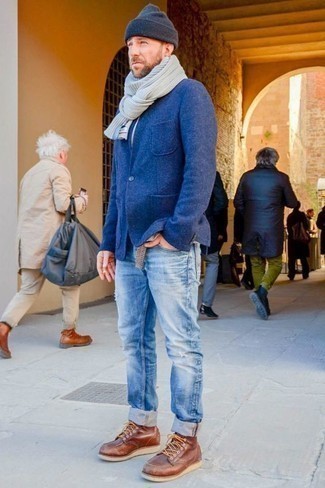 Comment porter un blazer en laine bleu