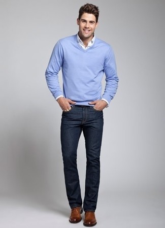 Un jean à porter avec des chaussures derby marron