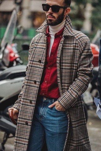 Comment porter un manteau à chevrons marron