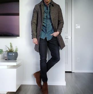 Comment porter un manteau à chevrons marron