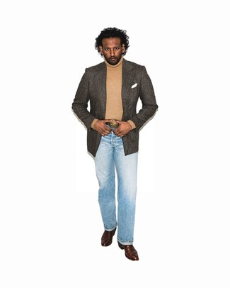 Comment porter une veste à chevrons marron au printemps