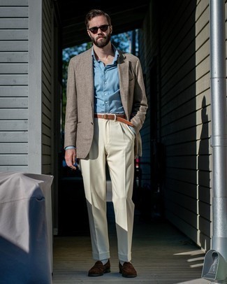 Comment porter une veste à chevrons marron au printemps