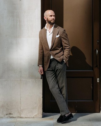 Comment porter une veste à chevrons marron au printemps