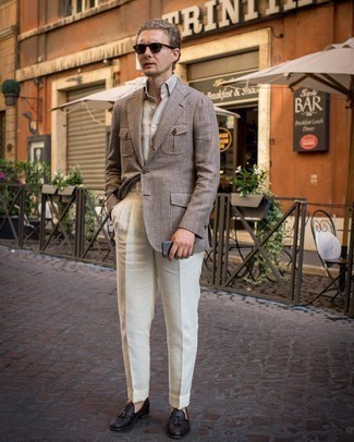 Comment porter une veste à chevrons marron au printemps