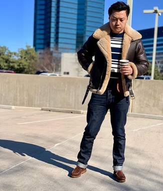 Comment porter une veste marron pour un style decontractés quand il fait frais