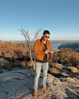 Comment porter une veste marron pour un style decontractés quand il fait frais