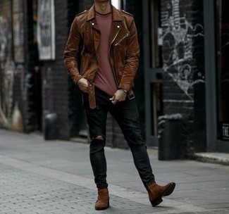 Comment porter une veste marron pour un style decontractés quand il fait frais
