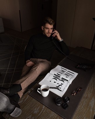 Comment porter un pantalon en laine écossais marron