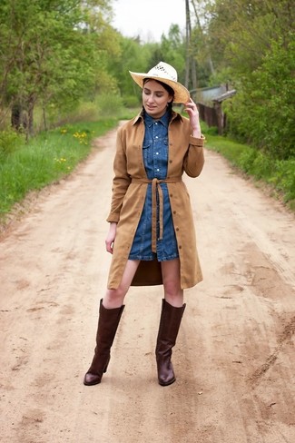 Comment porter un trench en daim marron