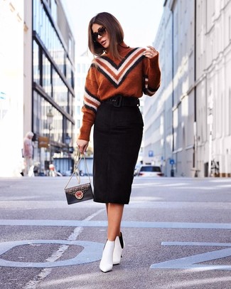 Comment porter un pull à col roulé marron