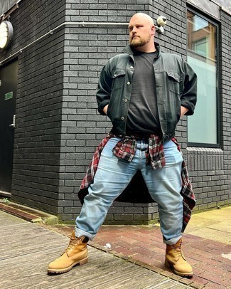 Comment porter une chemise à manches longues en flanelle écossaise bordeaux