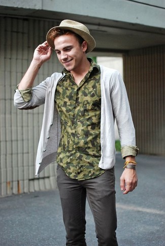 Chemise à manches longues camouflage olive Amiri