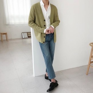 Cardigan en tricot olive Junya Watanabe