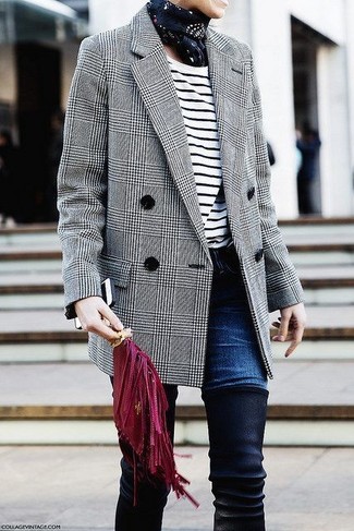Comment porter un blazer en laine écossais gris foncé