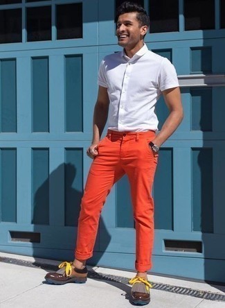 Pantalon chino orange Homme Plissé Issey Miyake