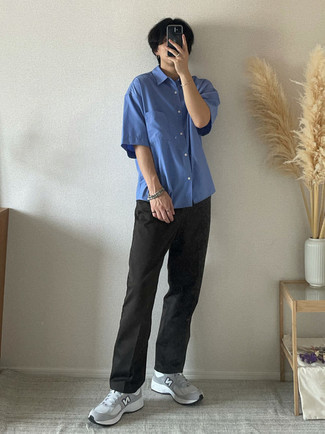 Chemise à manches courtes bleue Amir Slama