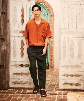 Chemise à manches courtes orange Tagliatore