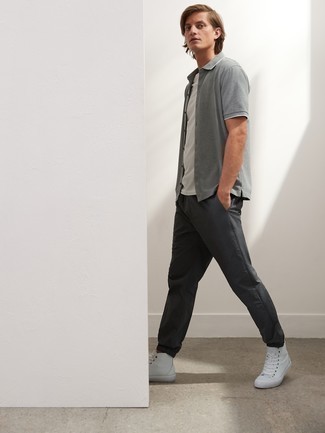 Chemise à manches courtes grise Calvin Klein