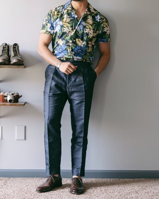 Chemise à manches courtes à fleurs multicolore Roberto Cavalli