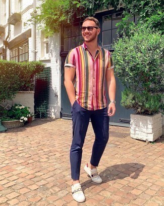 Chemise à manches courtes à rayures verticales multicolore Rick Owens