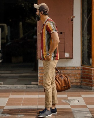 Chemise à manches courtes à rayures verticales multicolore MAISON KITSUNÉ