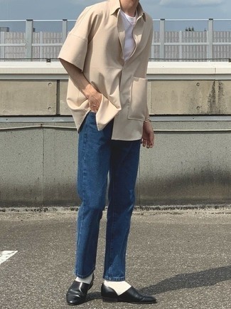 Chemise à manches courtes beige Givenchy