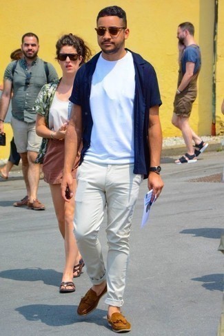 Chemise à manches courtes bleu marine Giorgio Armani