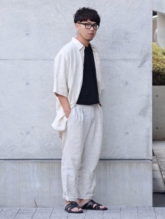 Pantalon chino en lin blanc Tagliatore