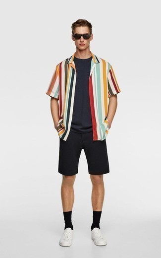 Chemise à manches courtes à rayures verticales multicolore Ps By Paul Smith